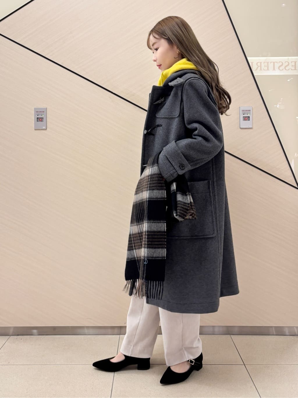 清水夏姫さんの「DRESSTERIOR｜◆Superfineリサイクルメルトンダッフルコート」を使ったコーディネート