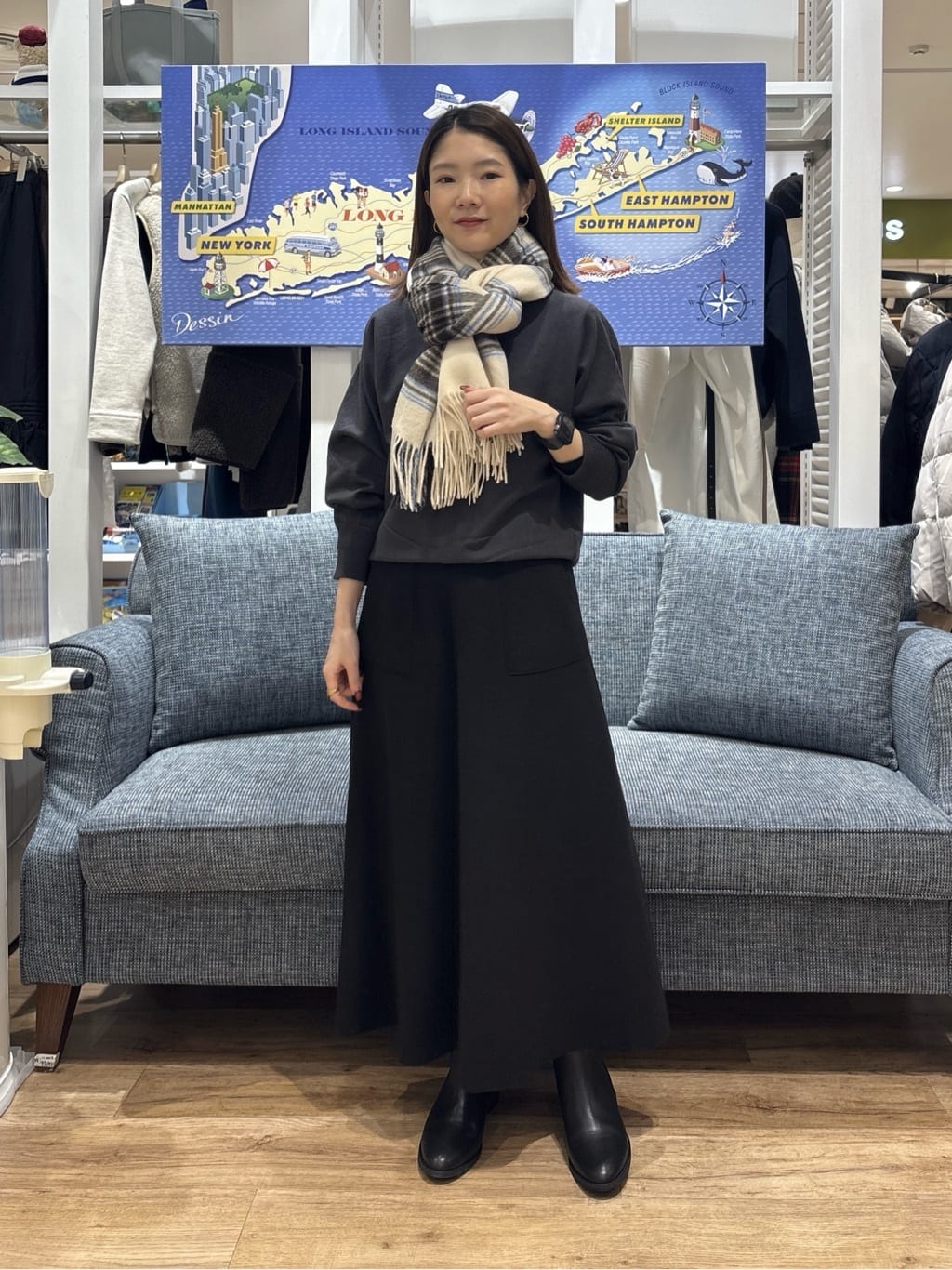risaさんの「Dessin｜【洗える】ウールブレンド後ろボタンニット」を使ったコーディネート