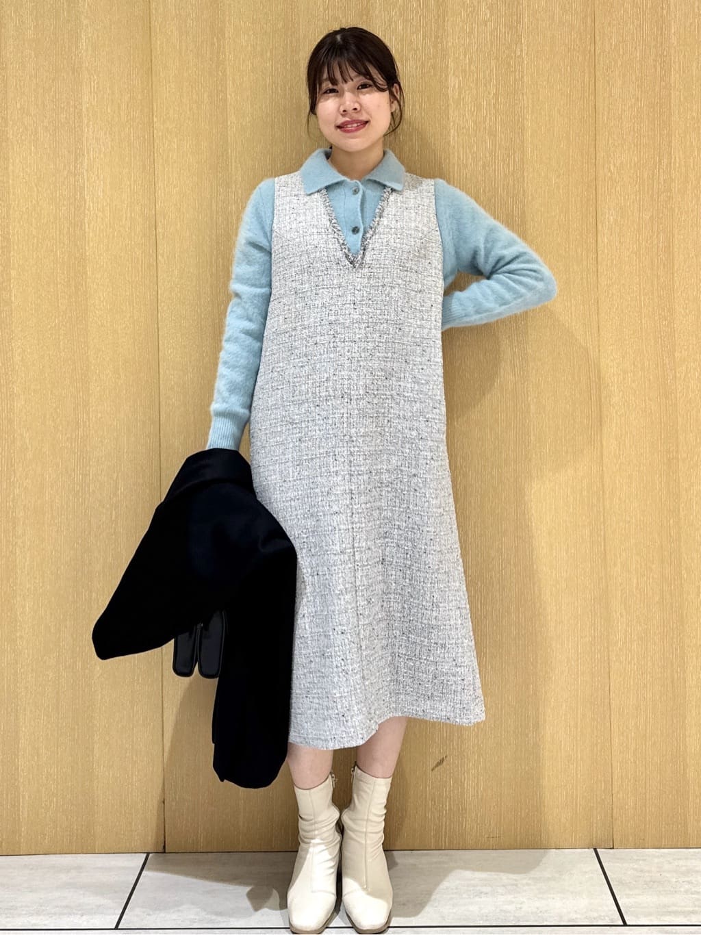 nanaさんの「UNTITLED｜【ふわふわニット/オンオフ使える】フォックスカシミヤ衿付きカーディガン」を使ったコーディネート
