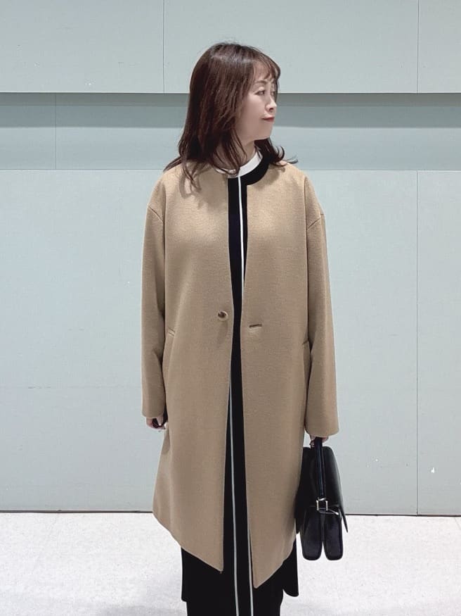 makiさんの「UNTITLED｜【日本製／通勤／フォーマル】カシミヤ混ノーカラーコート」を使ったコーディネート
