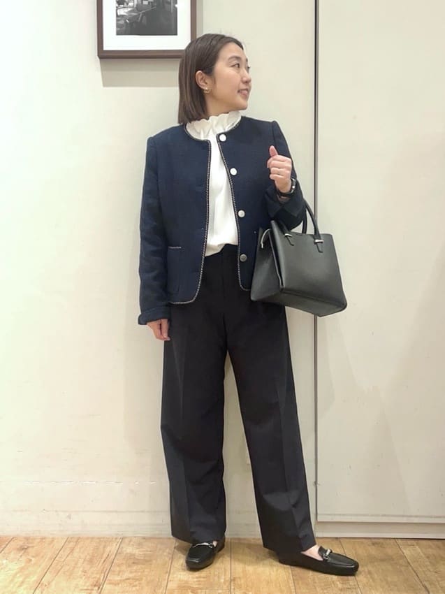 harusakuさんの「SHOO･LA･RUE｜【S-3L】オンとオフで印象が変わる ライトツイードジャケット」を使ったコーディネート