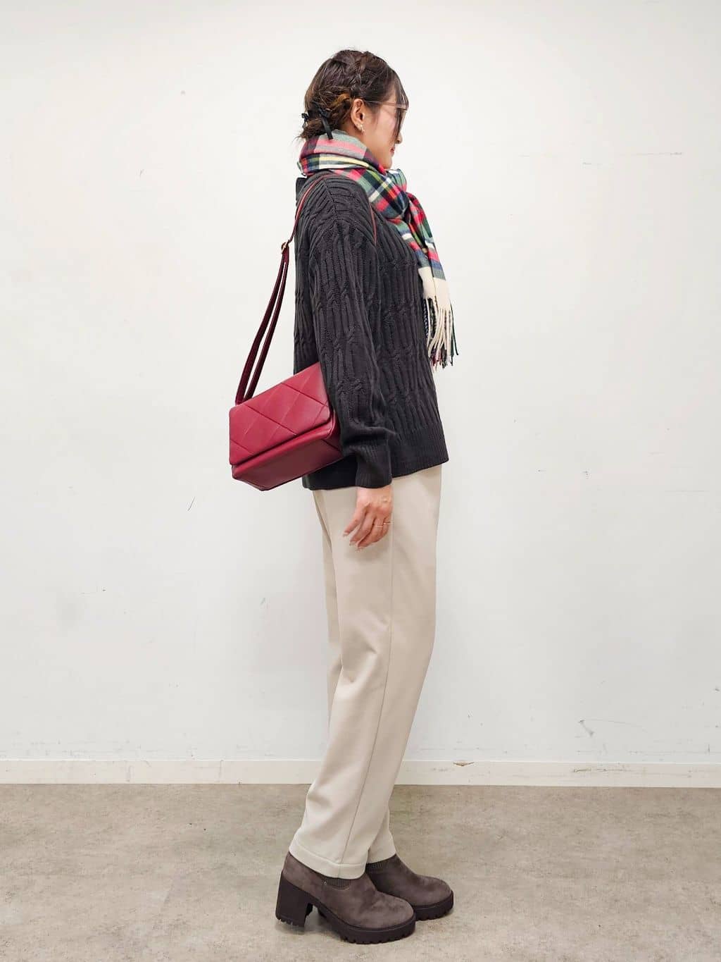 ゆゆさんの「SHOO･LA･RUE｜柄アソートチェックストール」を使ったコーディネート