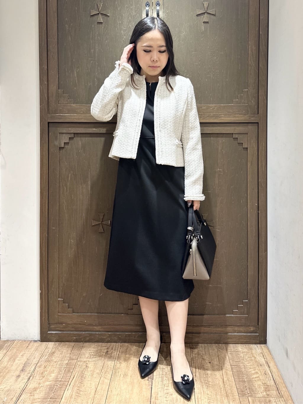 kanaさんの「index｜《通勤／セットアップ対応》ノーカラーツイードジャケット【洗濯機OK】」を使ったコーディネート