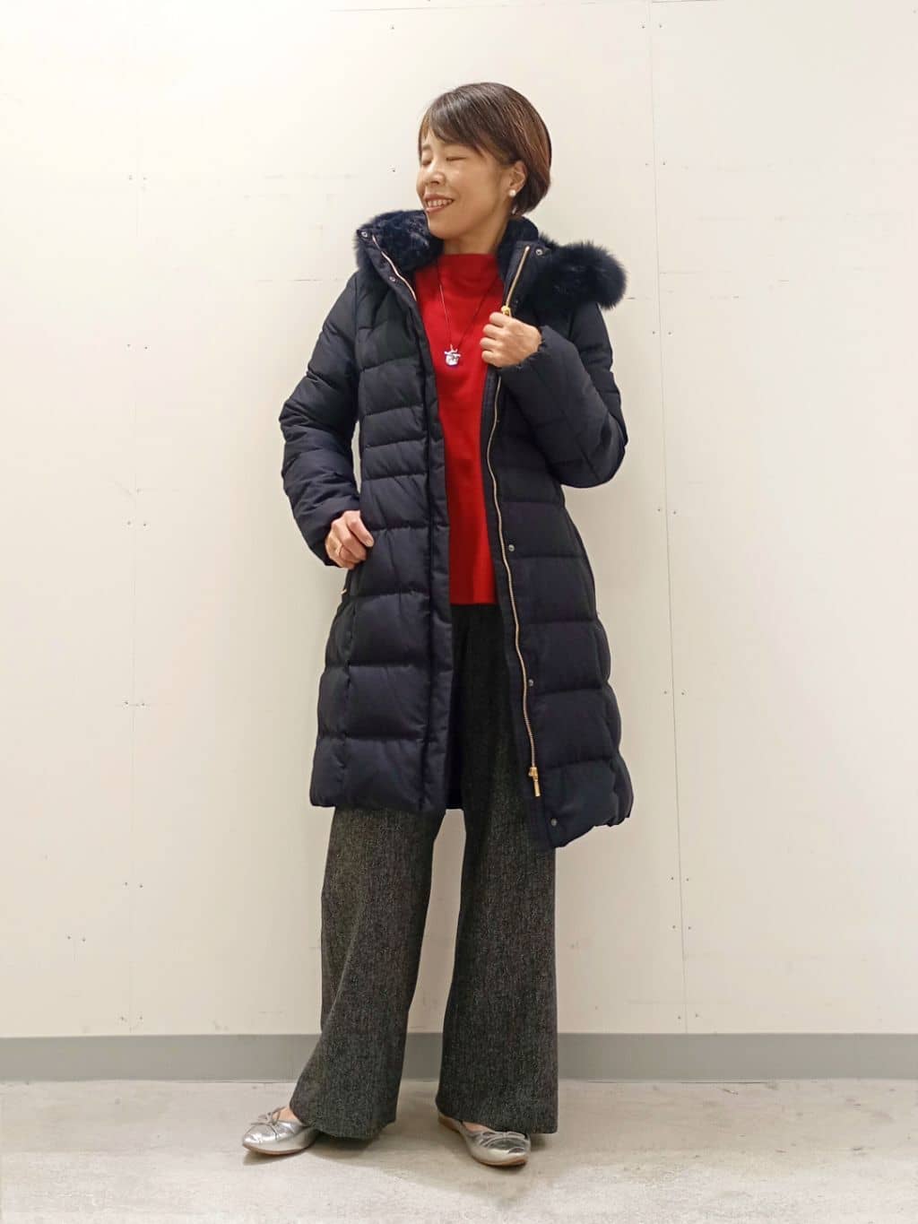 Kさんの「INDIVI｜【洗える／カシミヤ混】ボトルネック ドルマンスリーブニット」を使ったコーディネート