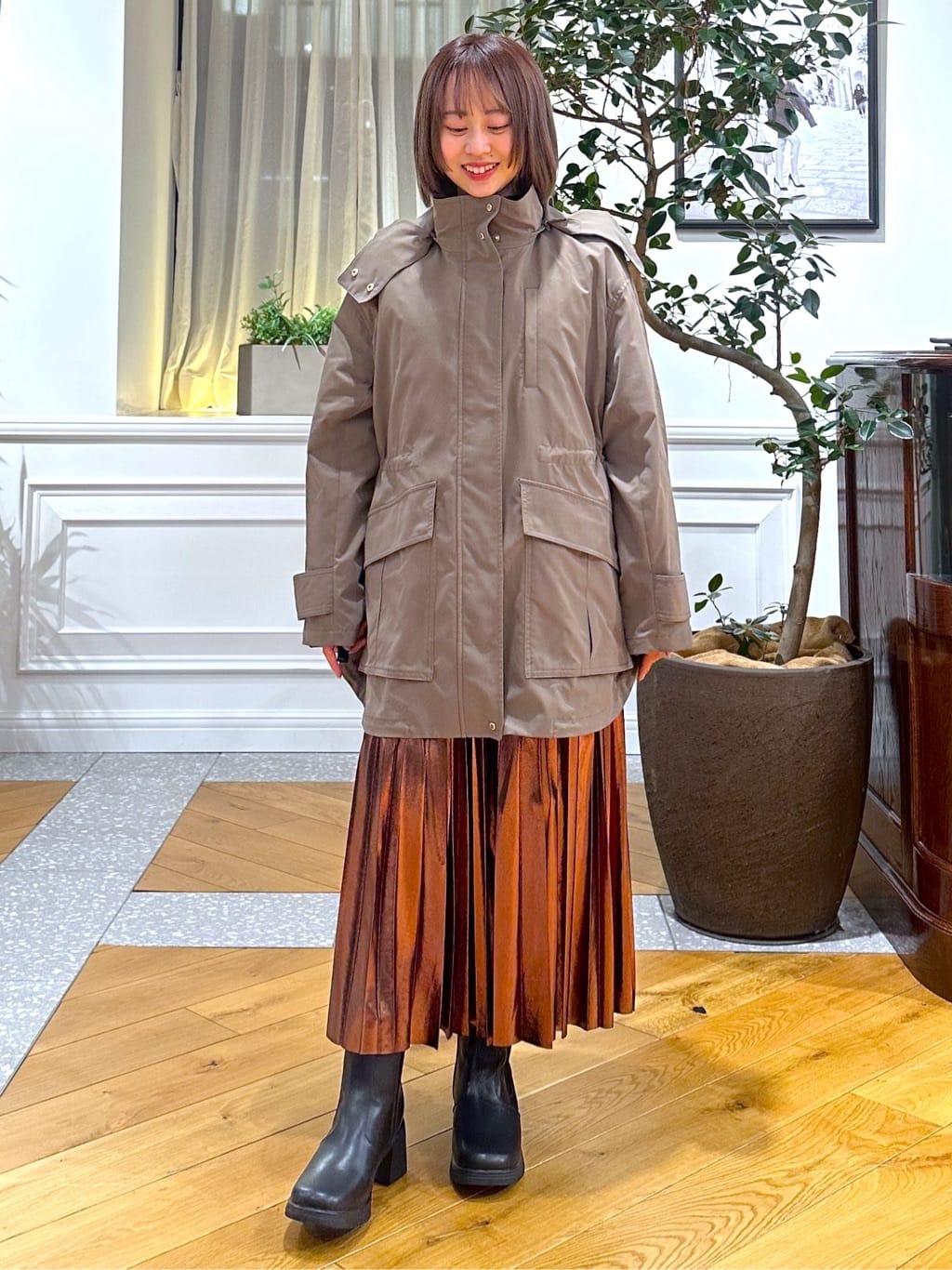 なべこさんの「DRESSTERIOR｜【インナー使いに最適/しっとり暖かな吸湿発熱素材】タートルネックプルオーバー」を使ったコーディネート