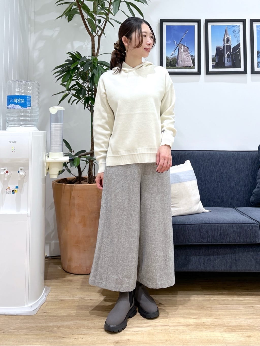 canaさんの「Dessin｜【洗える／体型カバー】ちょうどいいニットパーカ」を使ったコーディネート