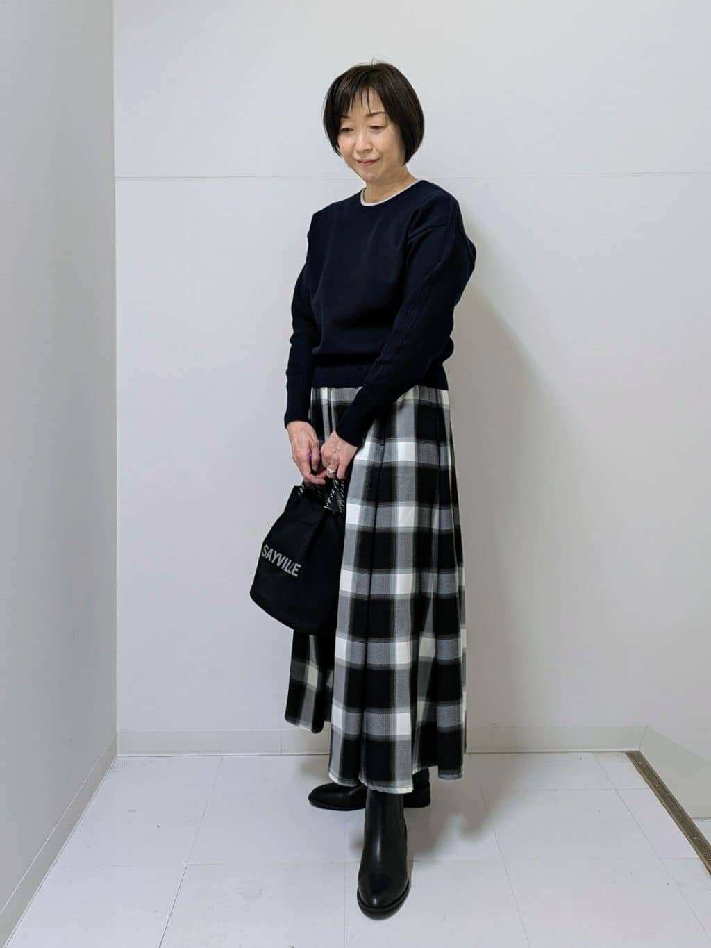 Asaさんの「Dessin｜【洗える】カシミヤブレンドスウェットライクニット」を使ったコーディネート