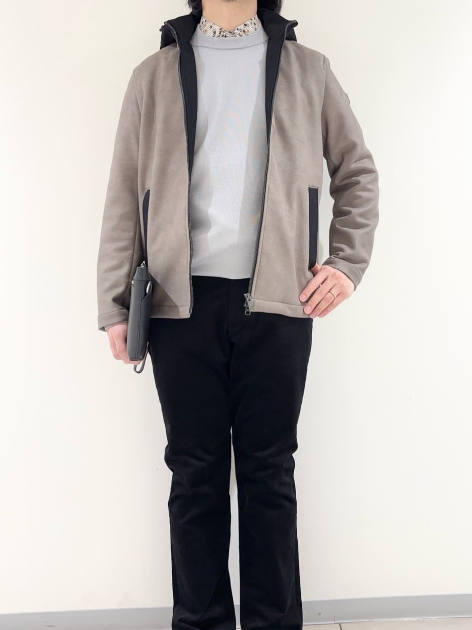 及川さんの「TAKEO KIKUCHI｜【JUST ONE LAYER】ダウンファブリック ジップアップ フード ブルゾン」を使ったコーディネート