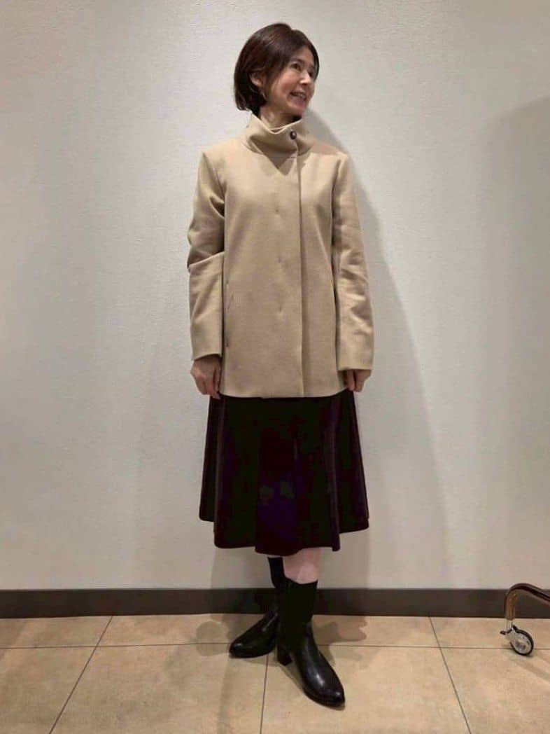 Rumiさんの「Reflect｜【SS-4Lサイズ／衿が顔に当たらない◎】スタンドネックミドルコート」を使ったコーディネート