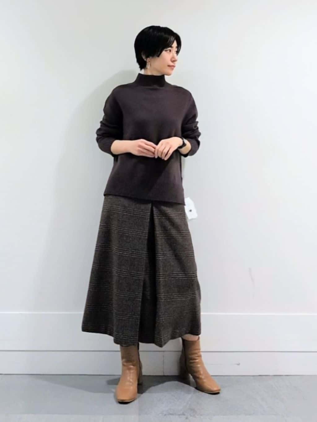 ミズタさんの「UNTITLED｜【8色展開/洗える】ウールカシミヤ ハイネックニット」を使ったコーディネート