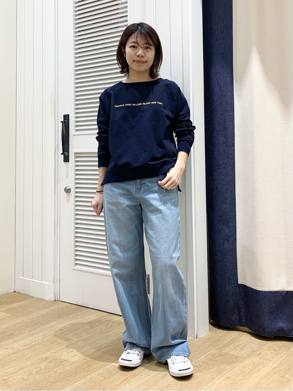 IMARIさんの「Dessin｜【洗える】ラグラン切り替えミニロゴカットソー」を使ったコーディネート