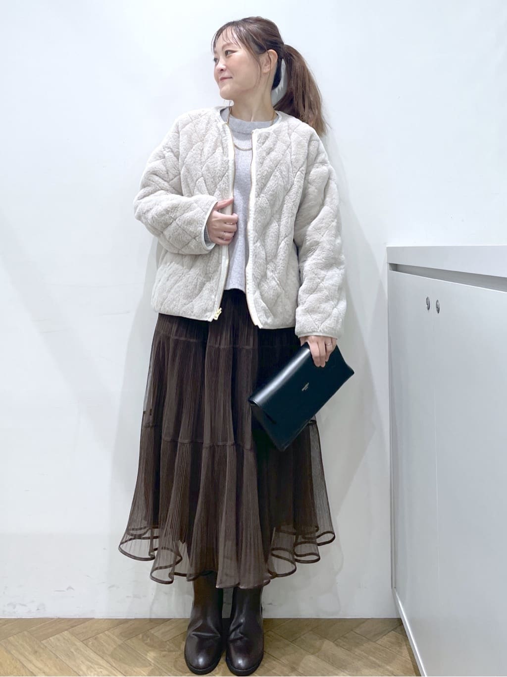 Junさんの「index｜モックネックボクシーラメニット【洗濯機OK】《7col》」を使ったコーディネート