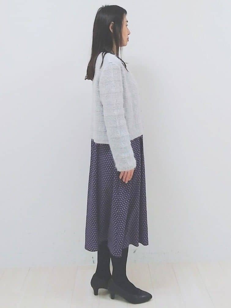 SANAさんの「Reflect｜【お食事会やお出かけに◎】ふんわりジャカード編みカーディガン」を使ったコーディネート