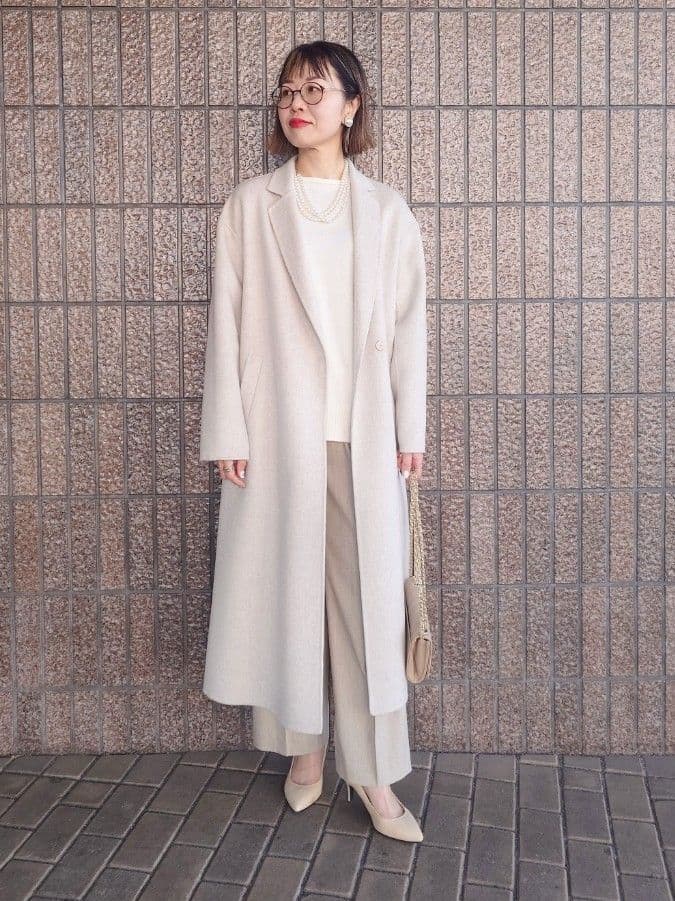 MUTSUKOさんの「UNTITLED｜【ロング丈/軽やか】テーラード　リバーコート」を使ったコーディネート