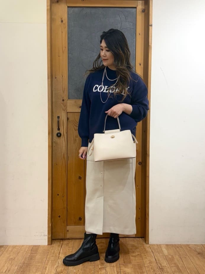 Ayana.さんの「SHOO･LA･RUE｜【洗濯機可/S-LL】もちもちタッチ スウェットライクロゴニット」を使ったコーディネート