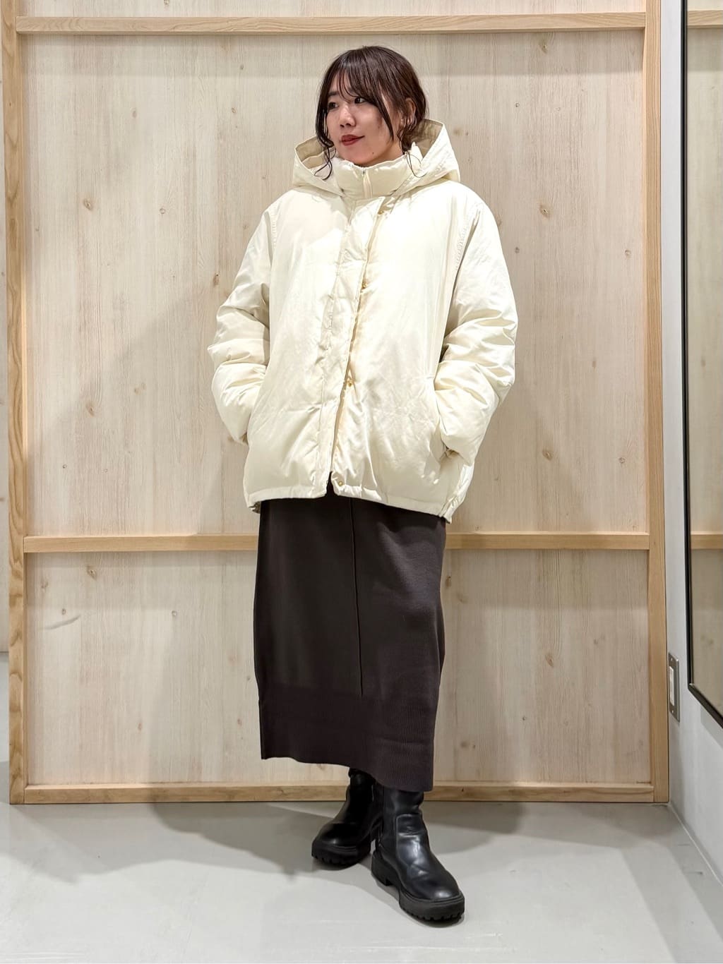 nanaさんの「THE SHOP TK｜【ぎゅっとされているような暖かさ】撥水中綿ブルゾン」を使ったコーディネート