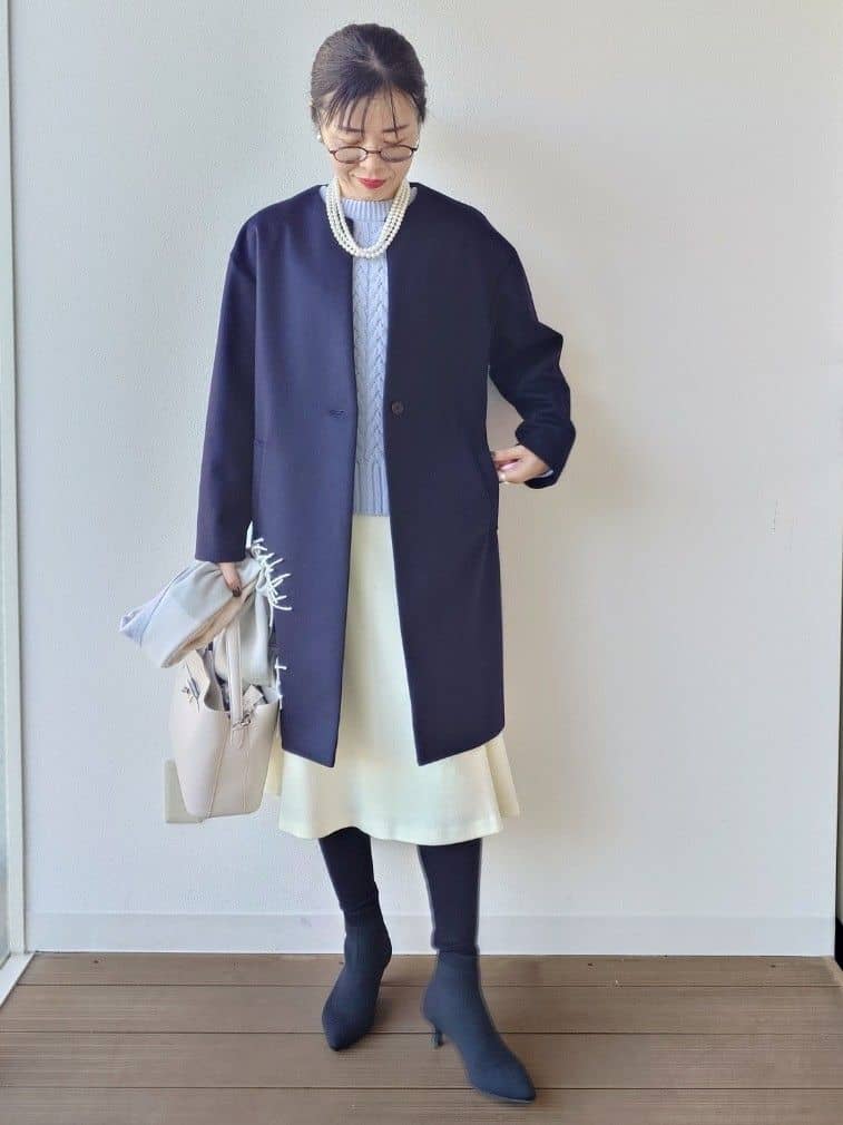 MUTSUKOさんの「UNTITLED｜【洗える】スポンディッシュ ケーブル柄ニット」を使ったコーディネート