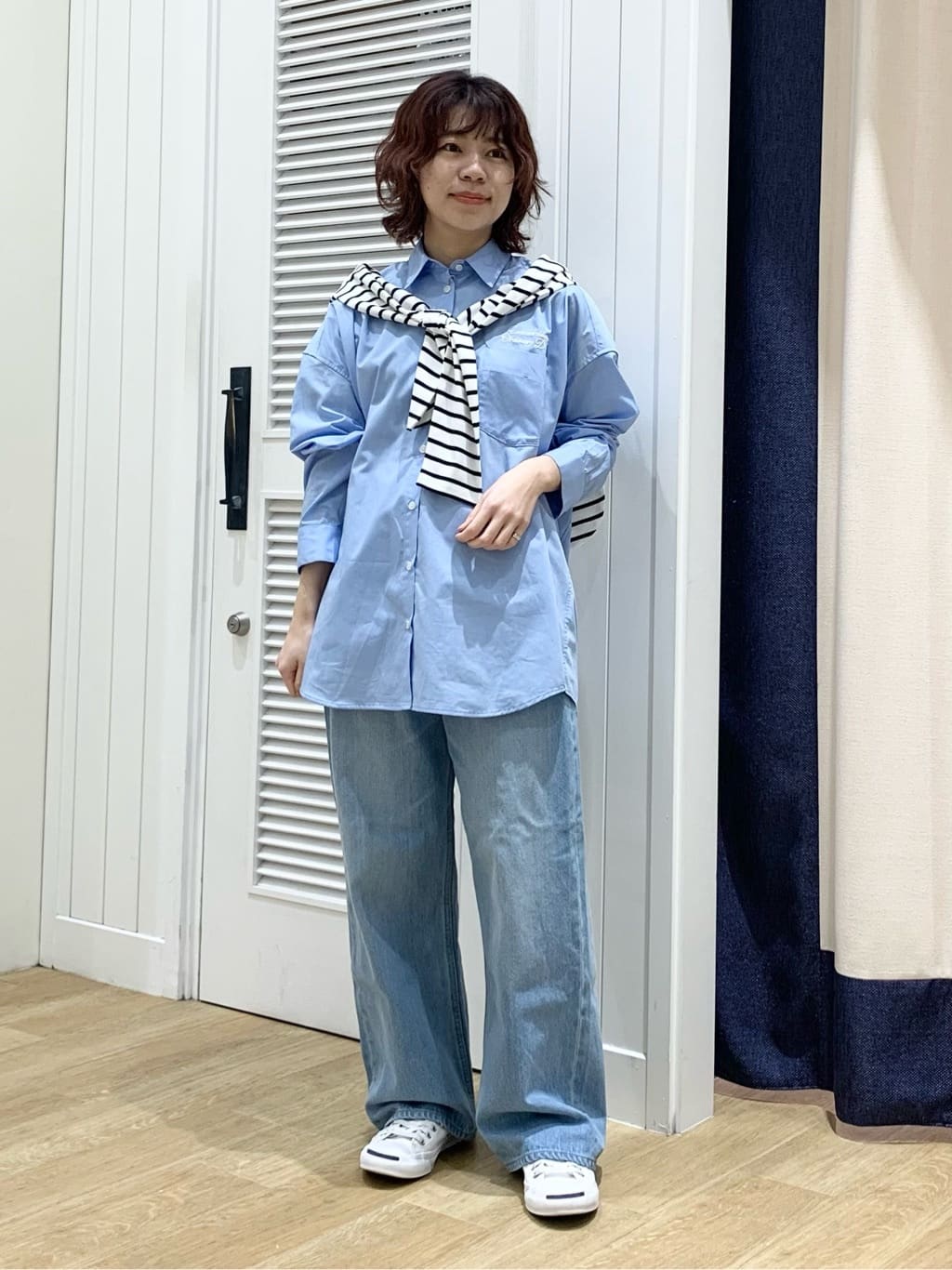 IMARIさんの「Dessin｜【洗える】刺繍ロゴ入りオーバーシャツ」を使ったコーディネート