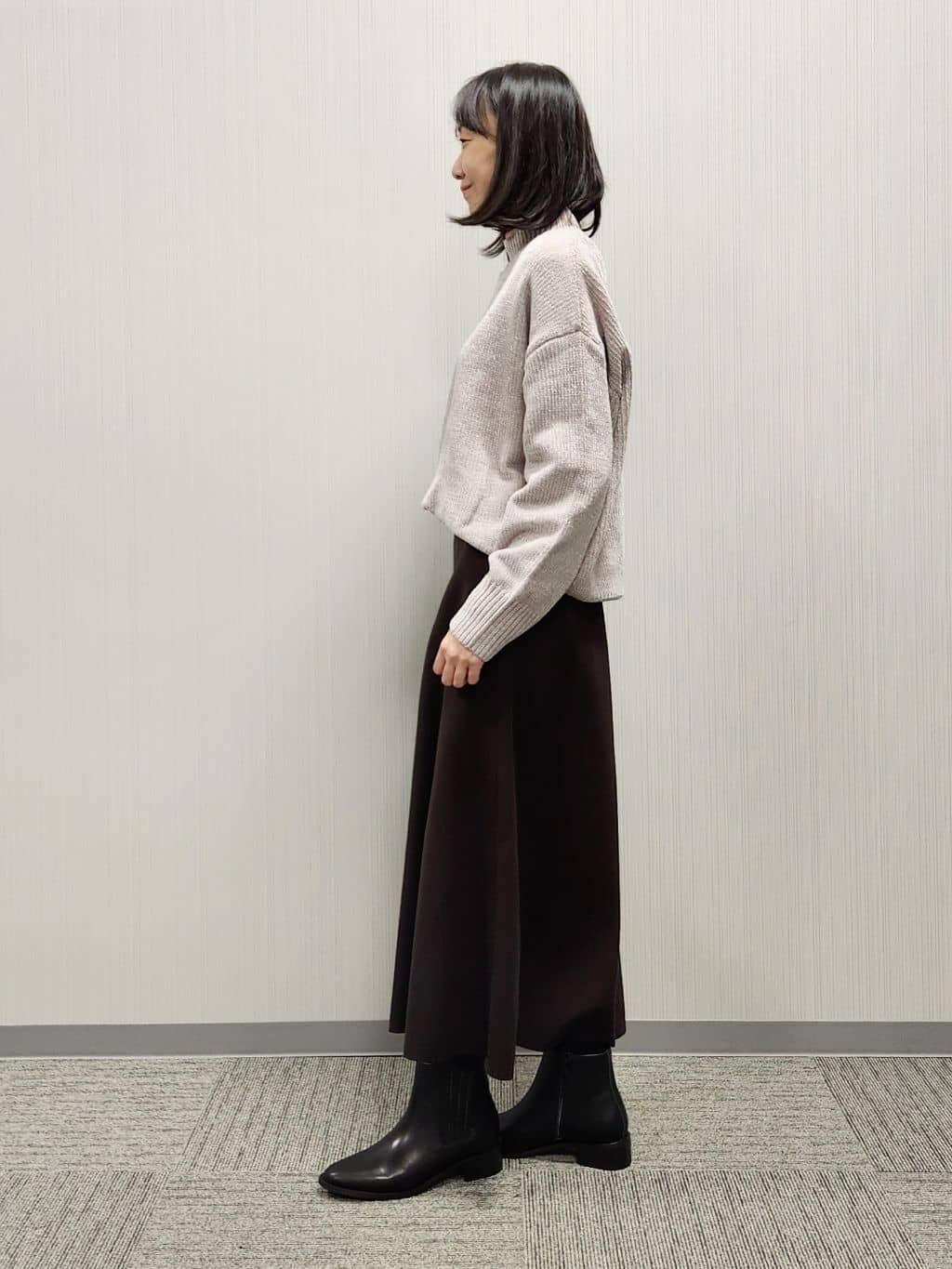 naraさんの「Dessin｜【洗える】ハイネックベロアモールニット」を使ったコーディネート