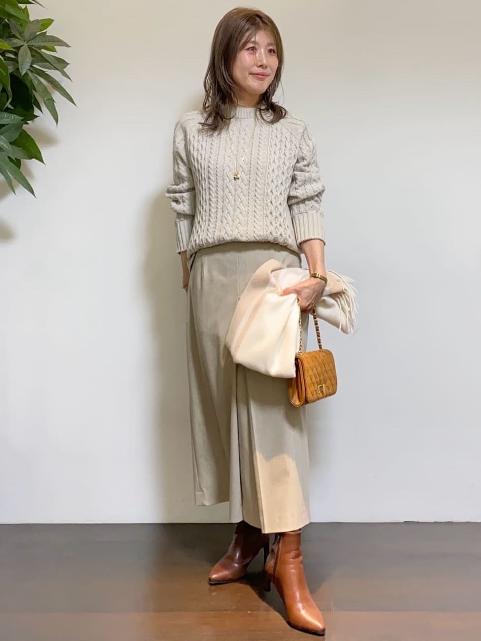 tomoさんの「UNTITLED｜【洗える】スポンディッシュ ケーブル柄ニット」を使ったコーディネート