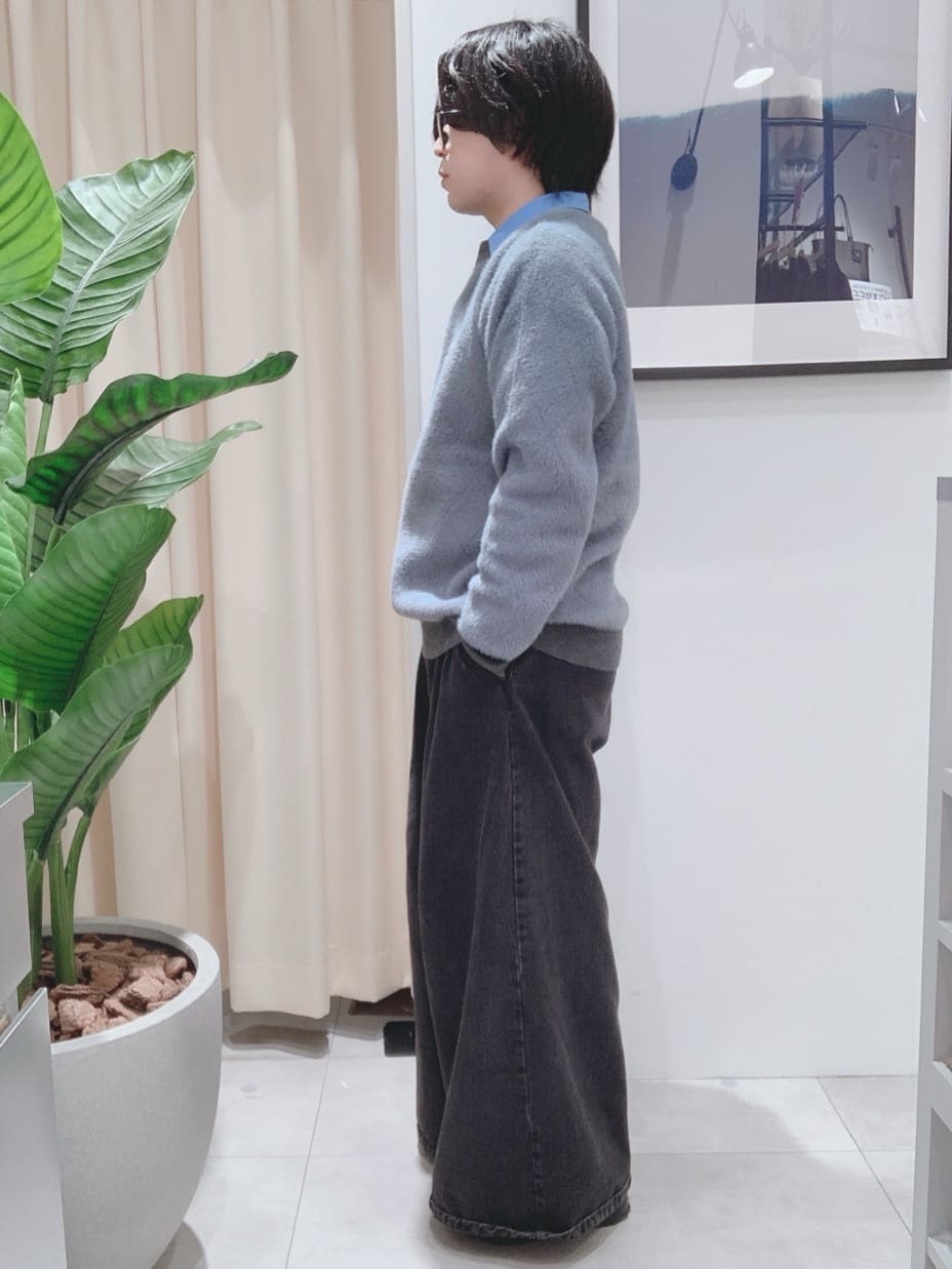 坂。さんの「THE SHOP TK｜【ふんわり心地いい肌触り】　ダイヤ柄シャギーニット」を使ったコーディネート