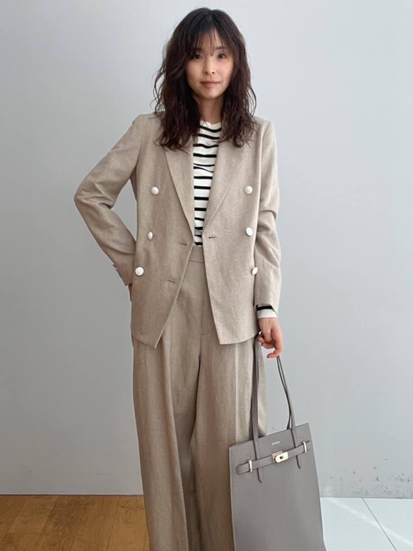 misaさんの「DRESSTERIOR｜【セットアップ可】リネンブレンドダブルブレストジャケット」を使ったコーディネート