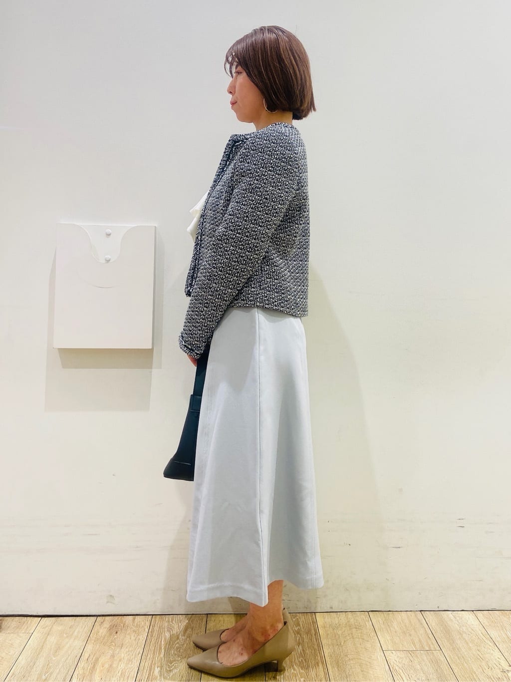 YUKOさんの「index｜《通勤／セットアップ対応》ノーカラーツイードジャケット【洗濯機OK】」を使ったコーディネート