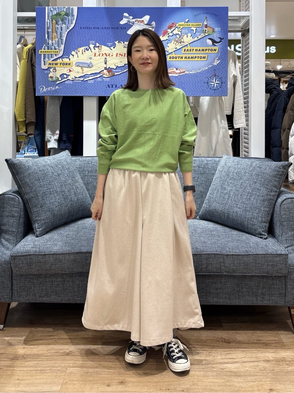 risaさんの「Dessin｜【洗える】ウールブレンド後ろボタンニット」を使ったコーディネート