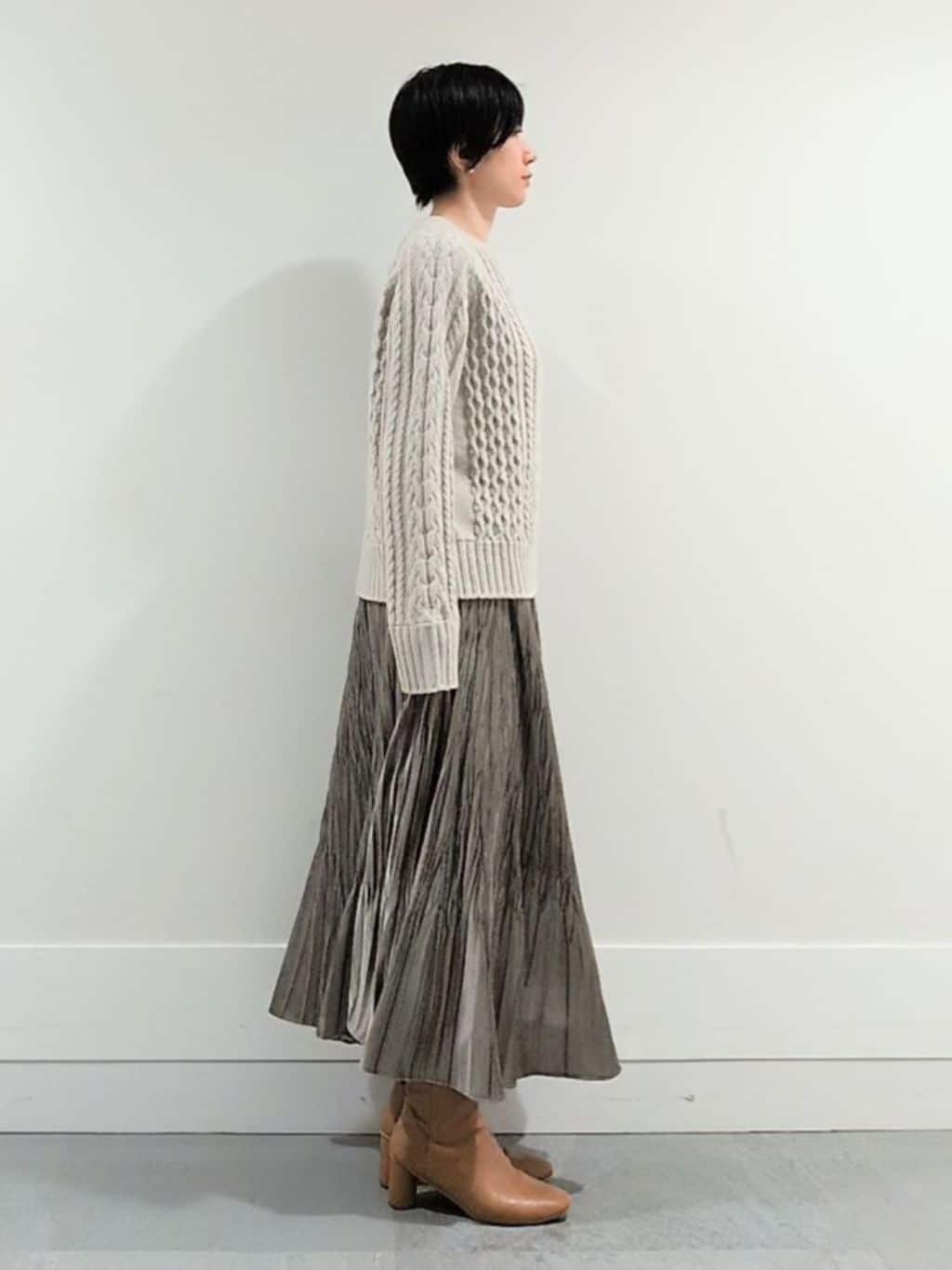 ミズタさんの「UNTITLED｜【洗える】スポンディッシュ ケーブル柄ニット」を使ったコーディネート