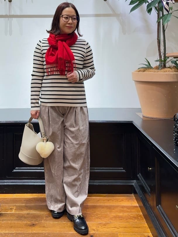 Asamiさんの「DRESSTERIOR｜◆ストレッチフルニードルボーダーニット」を使ったコーディネート