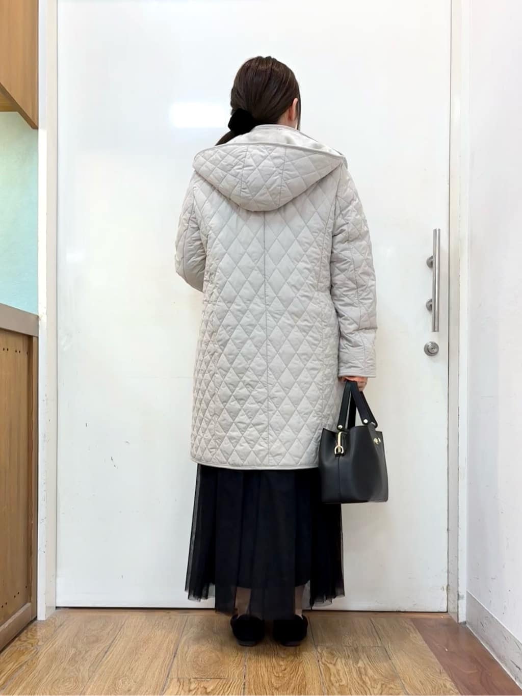 だいわさんの「SHOO･LA･RUE｜【撥水/フード取り外し可】自然にくびれる あったかダイヤ柄キルトコート【CIRCRIC】」を使ったコーディネート