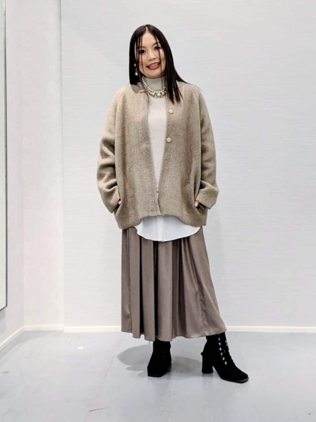 makkyさんの「UNTITLED｜【軽アウター/ミドル丈】ウールニットコーディガン」を使ったコーディネート
