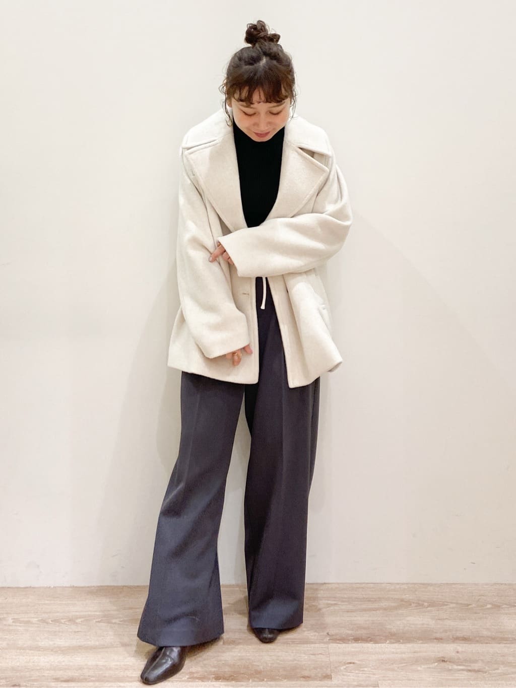 risayanさんの「OPAQUE.CLIP｜カシミヤブレンドウールミドルピーコート」を使ったコーディネート