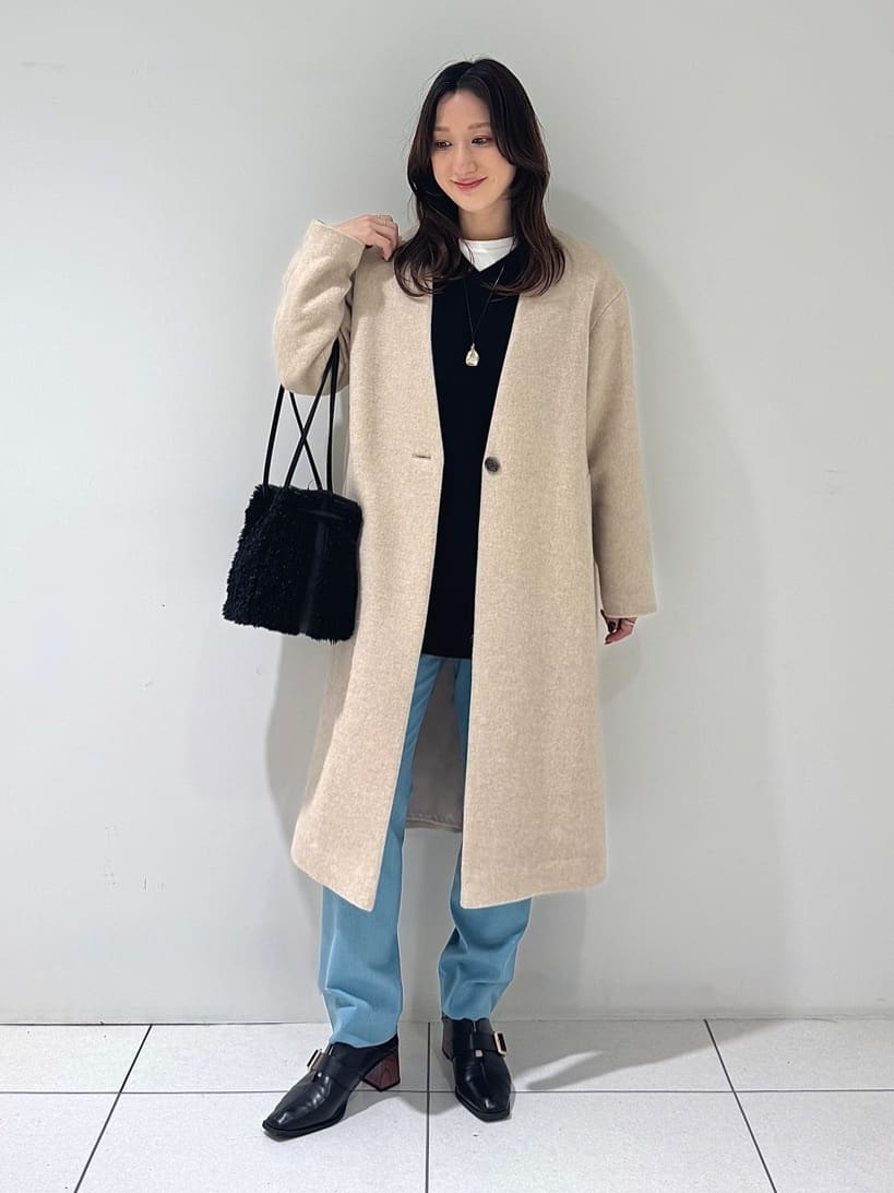 そんさんの「INDIVI｜【軽量／ウール混】ライトフォルム ロングコート」を使ったコーディネート