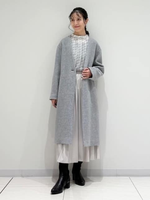 kayoさんの「INDIVI｜【軽量／ウール混】ライトフォルム ロングコート」を使ったコーディネート