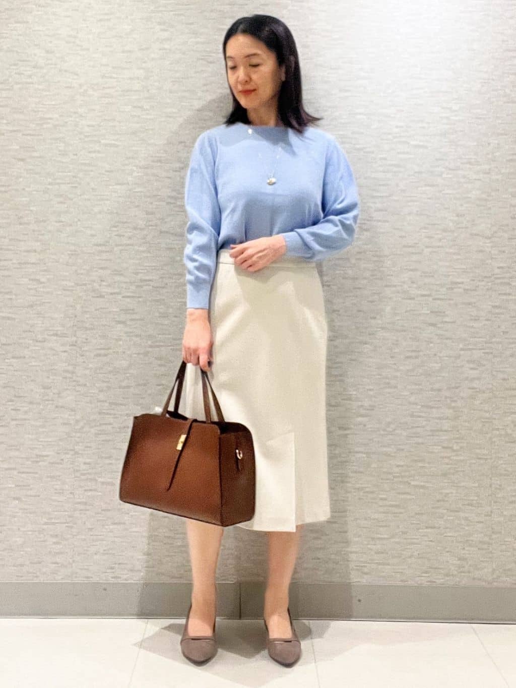 marikoさんの「Reflect｜【チェーン長さ調節可】リーフパーツ&times;淡水パールネックレス」を使ったコーディネート