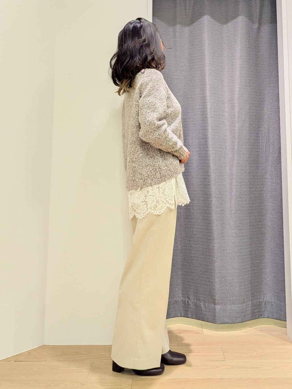 miiさんの「INDIVI｜【洗える／ラメ／意匠感】ミックスブークレニット」を使ったコーディネート
