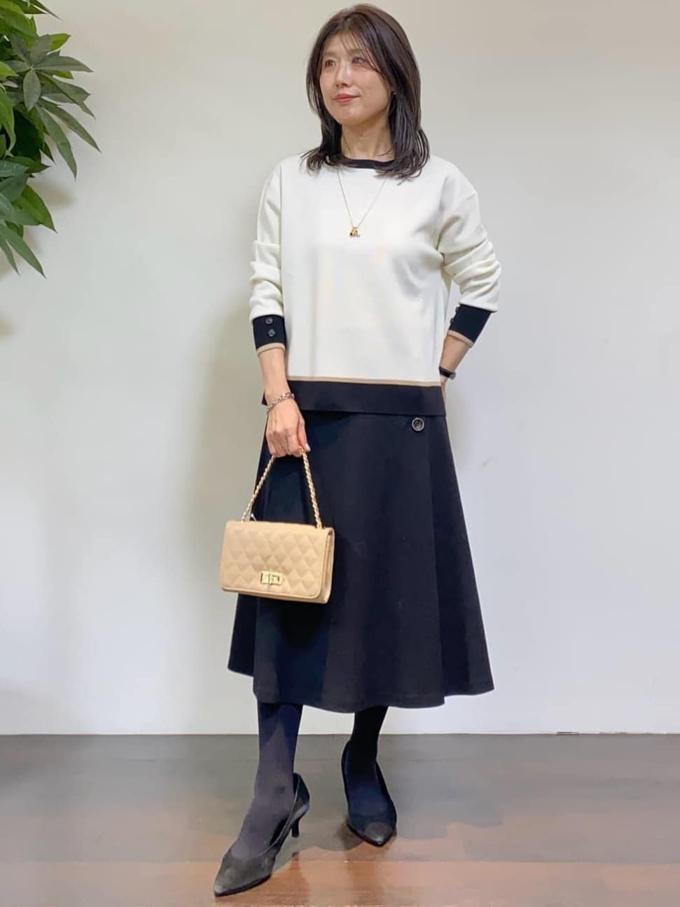 tomoさんの「UNTITLED｜【アンサンブル可/洗える】ウールミラノリブニット」を使ったコーディネート