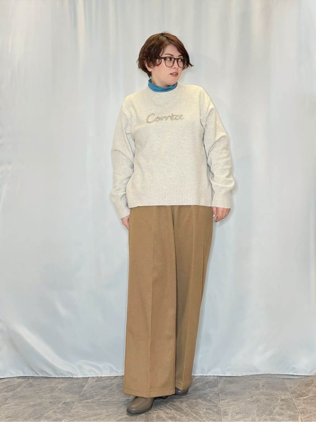 たみさんの「SHOO･LA･RUE｜【S-LL/洗濯機可】ふわふわがやみつきになる柔らかさ スウェットライクロゴニット」を使ったコーディネート