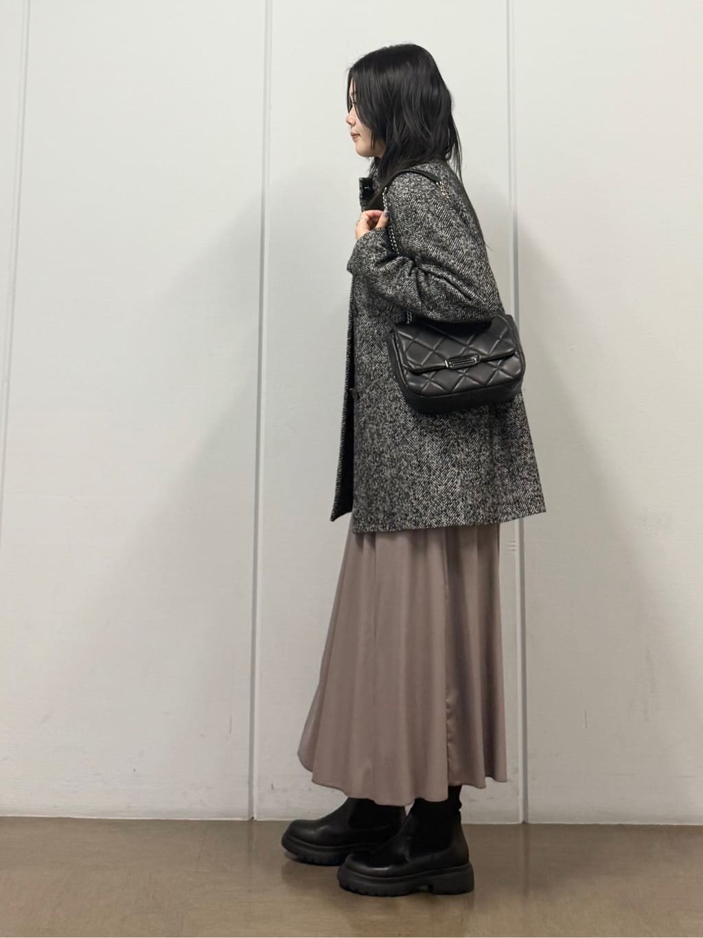mizukiさんの「INDIVI｜【日本製／ミドル丈】スタンドカラーミドルコート」を使ったコーディネート