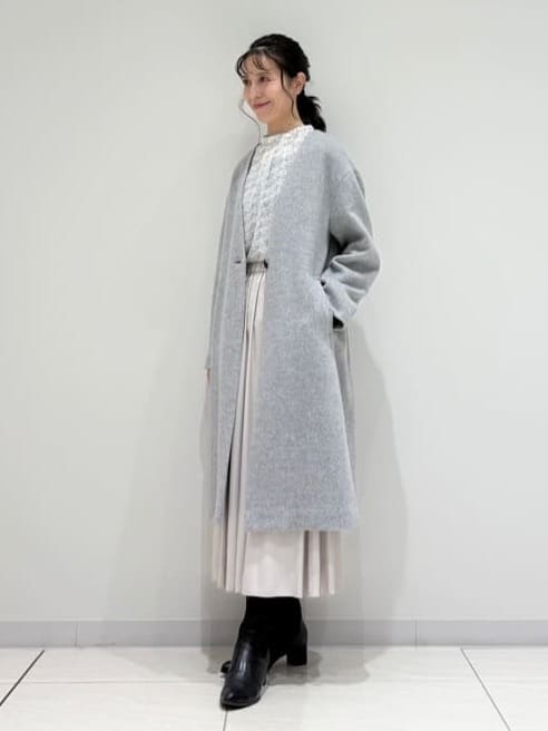 kayoさんの「INDIVI｜【軽量／ウール混】ライトフォルム ロングコート」を使ったコーディネート