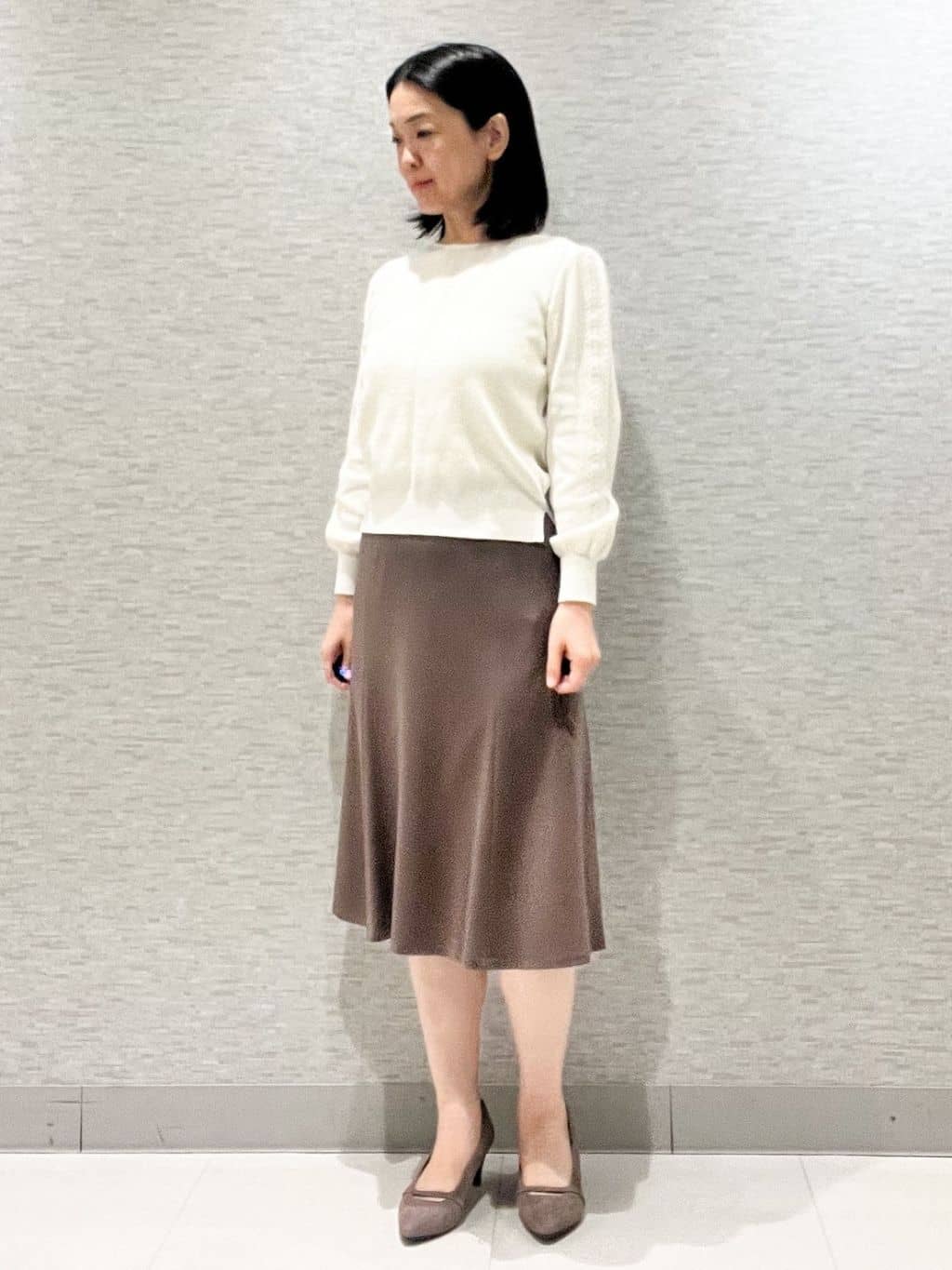 marikoさんの「Reflect｜【選べる8色／スカートにもパンツにも◎】ウール混ボートネックニット」を使ったコーディネート