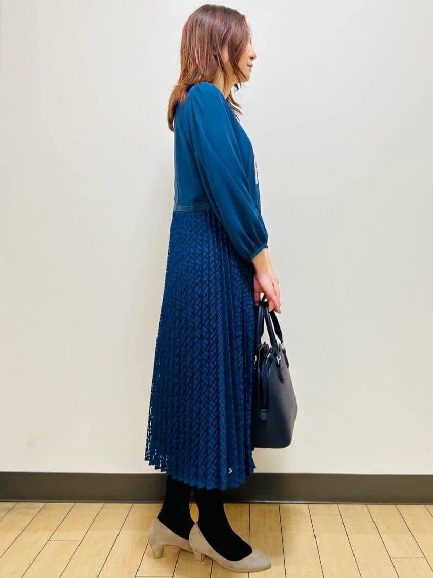 miiiさんの「Reflect｜【SS-4Lサイズ】シフォン&times;幾何柄レースプリーツワンピース」を使ったコーディネート