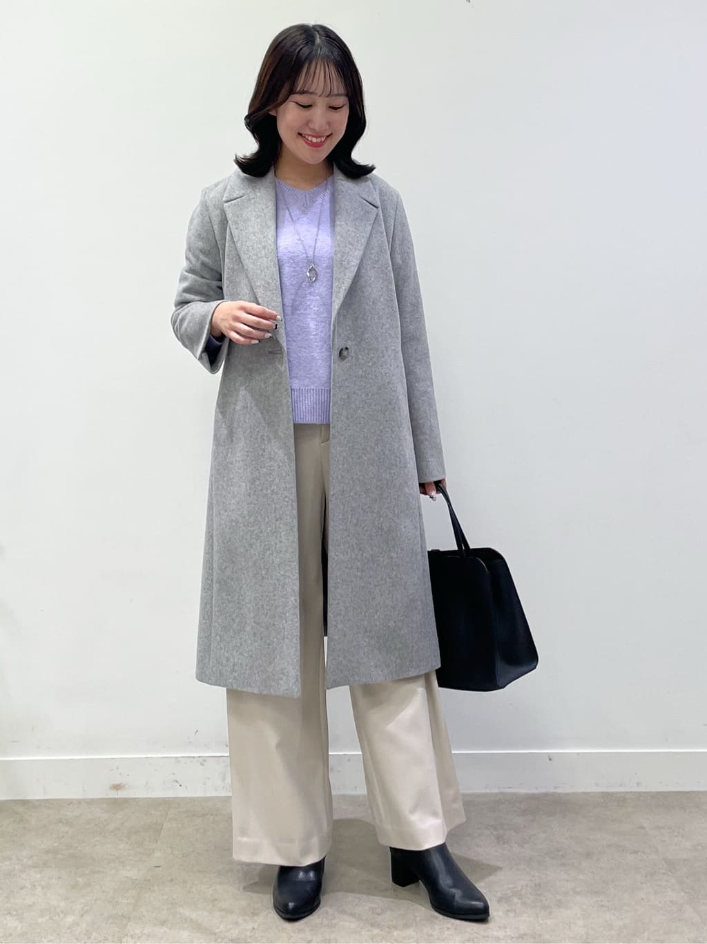 yukariさんの「Reflect｜【SS-4Lサイズ／選べる6色】テーラードカラーロングウール混コート」を使ったコーディネート