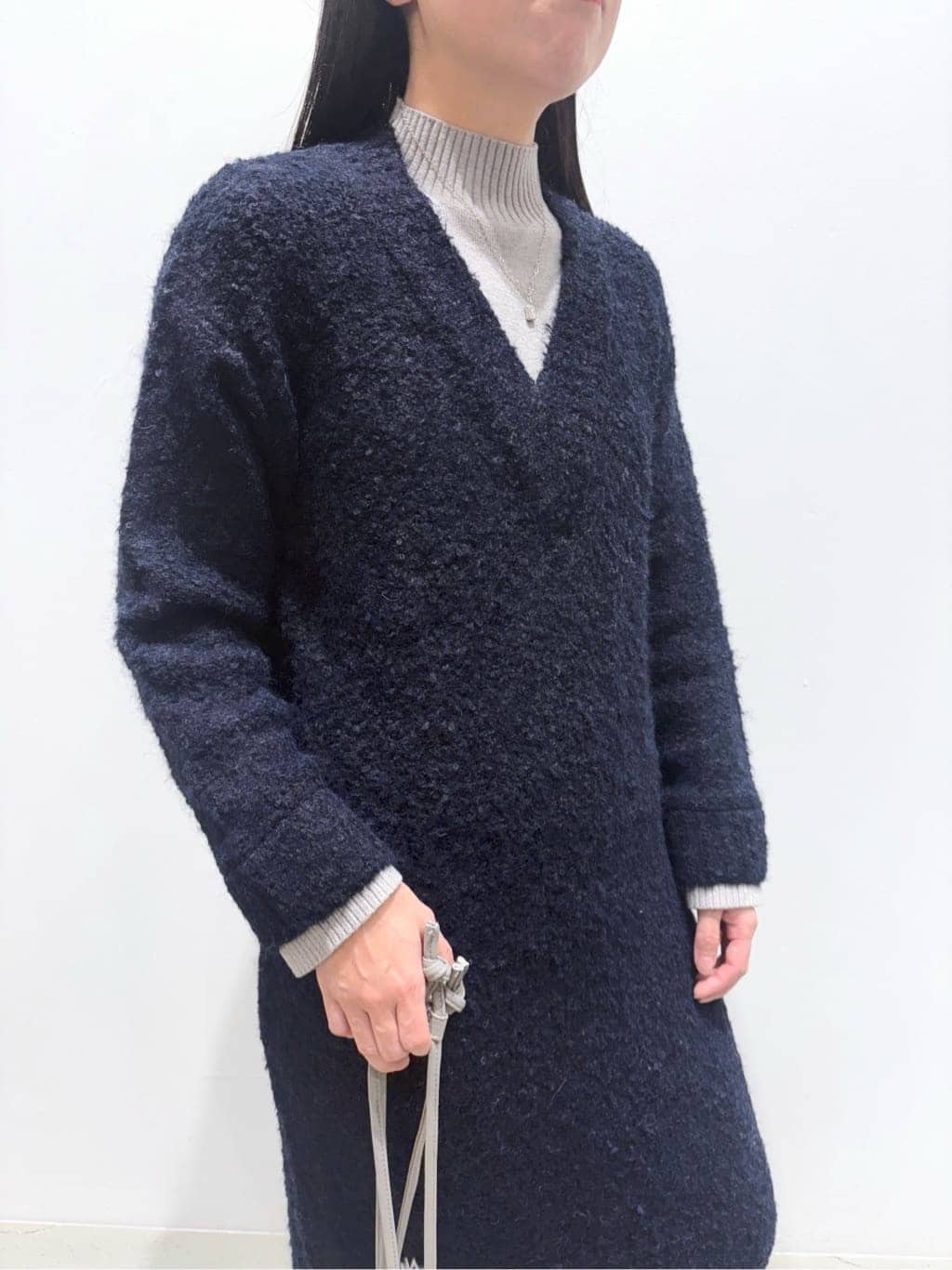 ＷＡさんの「grove｜一枚でレイヤードコーデ完成！ブークレーニットワンピース」を使ったコーディネート