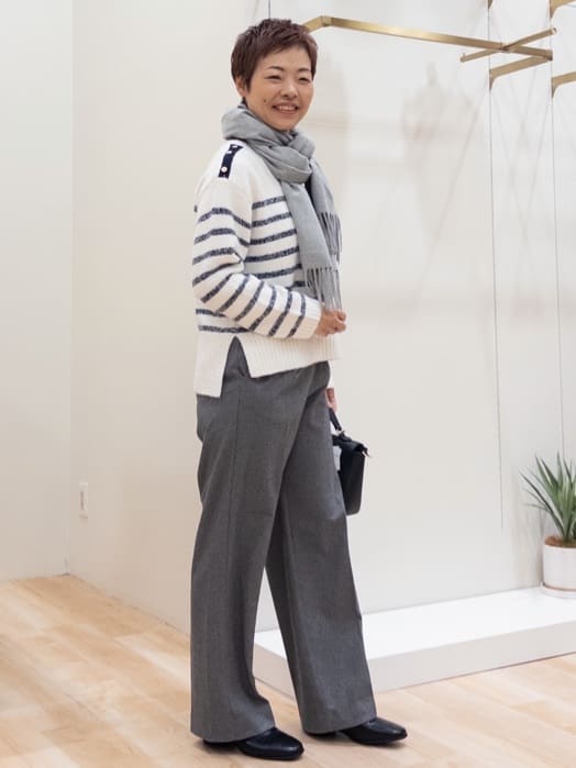 シュウコさんの「grove｜フロントビットカルゼワイドパンツ」を使ったコーディネート