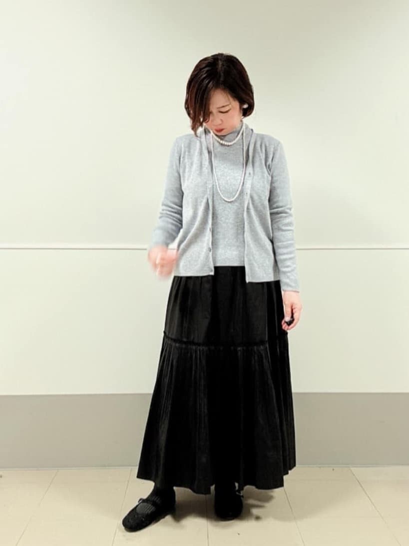 マキコさんの「Reflect｜【SS-4Lサイズ／衿が顔に当たらない◎】スタンドネックミドルコート」を使ったコーディネート