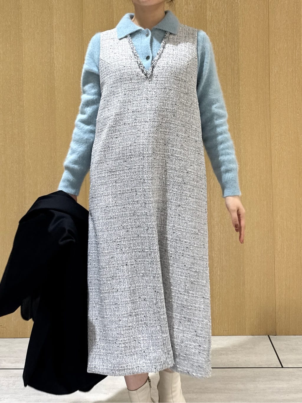 nanaさんの「UNTITLED｜【ふわふわニット/オンオフ使える】フォックスカシミヤ衿付きカーディガン」を使ったコーディネート