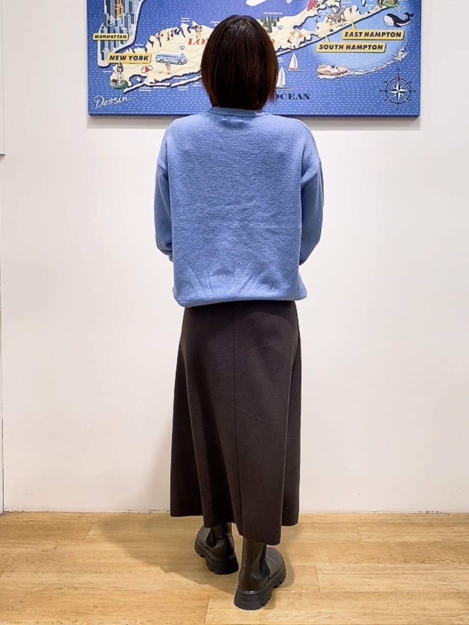 Hamaさんの「Dessin｜【洗える】ペイント風刺繍入り配色ラインニット」を使ったコーディネート
