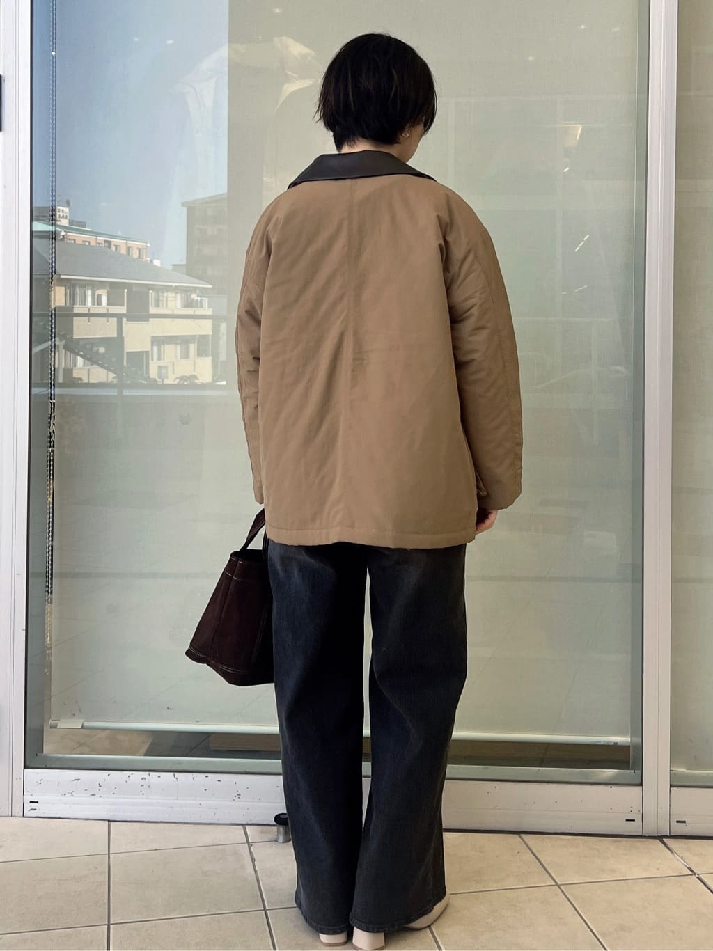 yo-koさんの「OPAQUE.CLIP｜《CLASSY掲載》ステンカラー中綿コート【洗濯機OK】」を使ったコーディネート